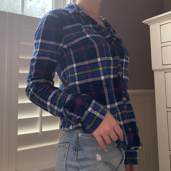 Abercrombie & Fitch Tops - Dark blue flannel